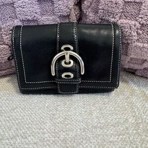 Chic Black Leather Wallet with Buckle
